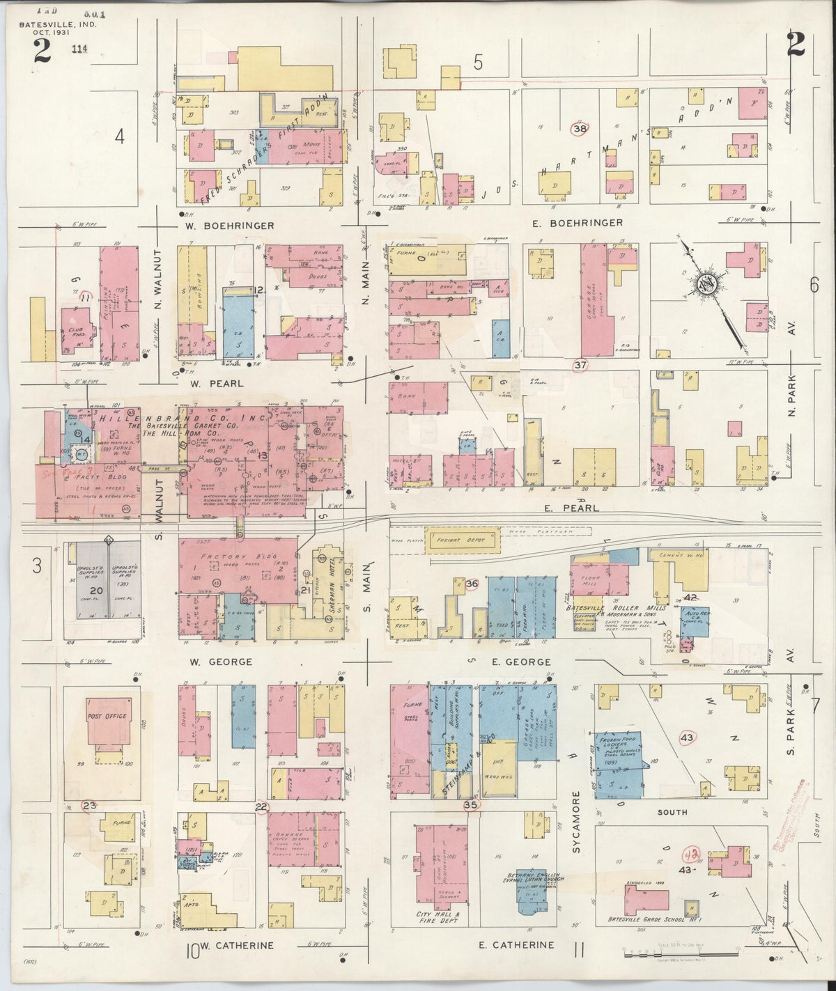 Sanborn Fire Insurance Map from Batesville, Ripley County, Indiana (1948), Sheet #0002 - Historic Sanborn Fire Insurance Map Print, vintage old map wall art, antique decor, genealogy gift, Indiana Indiana map