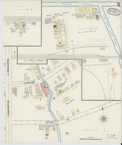 Sanborn Fire Insurance Map from Muncy, Lycoming County, Pennsylvania (1890), Sheet #0005 - Complete Map Set gallery image, historic Sanborn map, vintage wall art, Pennsylvania Pennsylvania