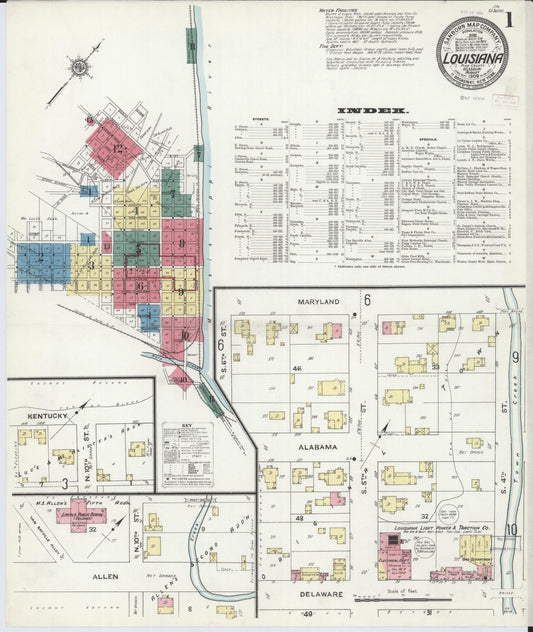 Sanborn Fire Insurance Map from Louisiana, Pike County, Missouri (1909), Sheet #0001 - Complete Map Set gallery image, historic Sanborn map, vintage wall art, Missouri Missouri