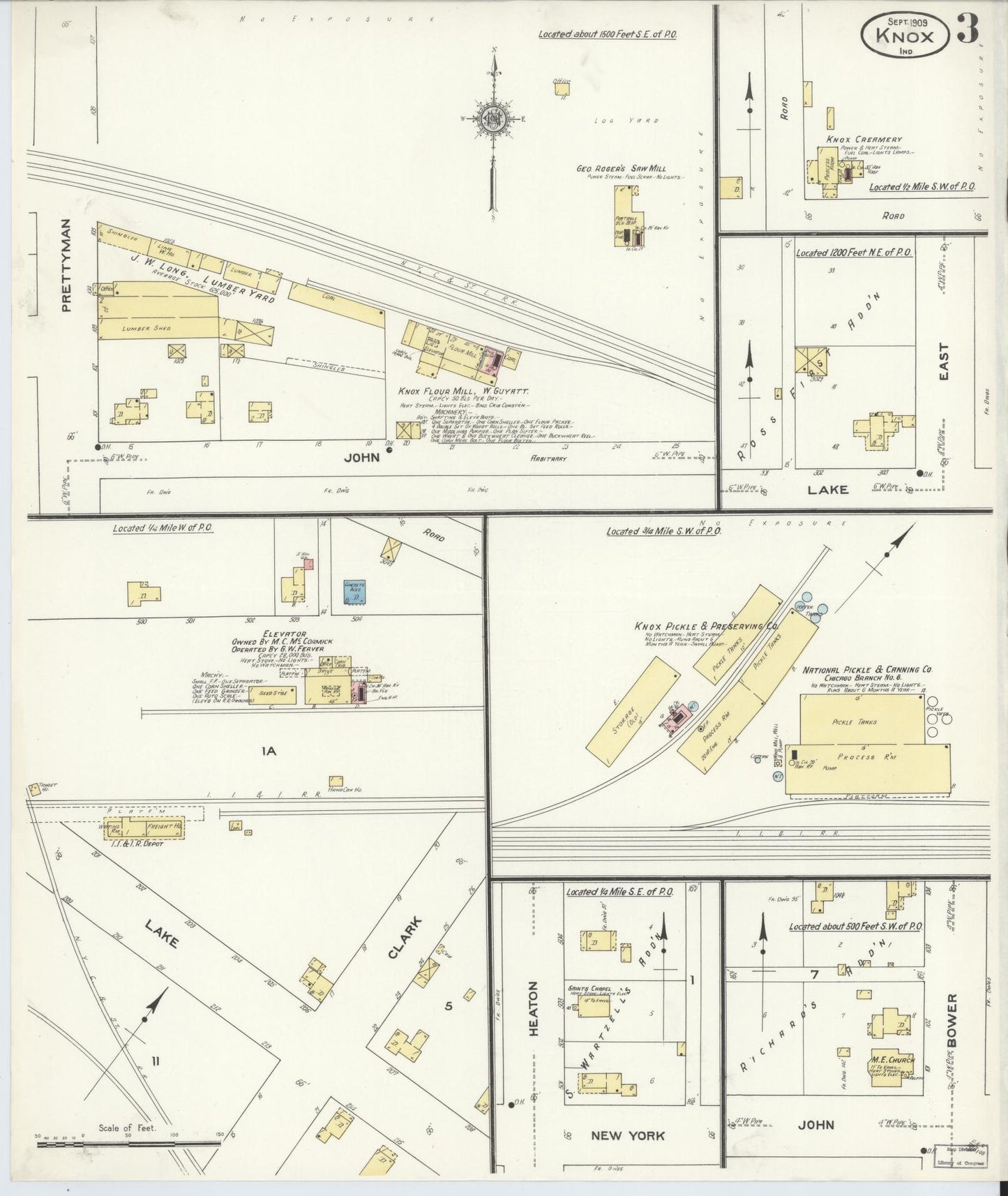 Sanborn Fire Insurance Map from Knox, Starke County, Indiana (1909), Sheet #0003 - Complete Map Set gallery image, historic Sanborn map, vintage wall art, Indiana Indiana