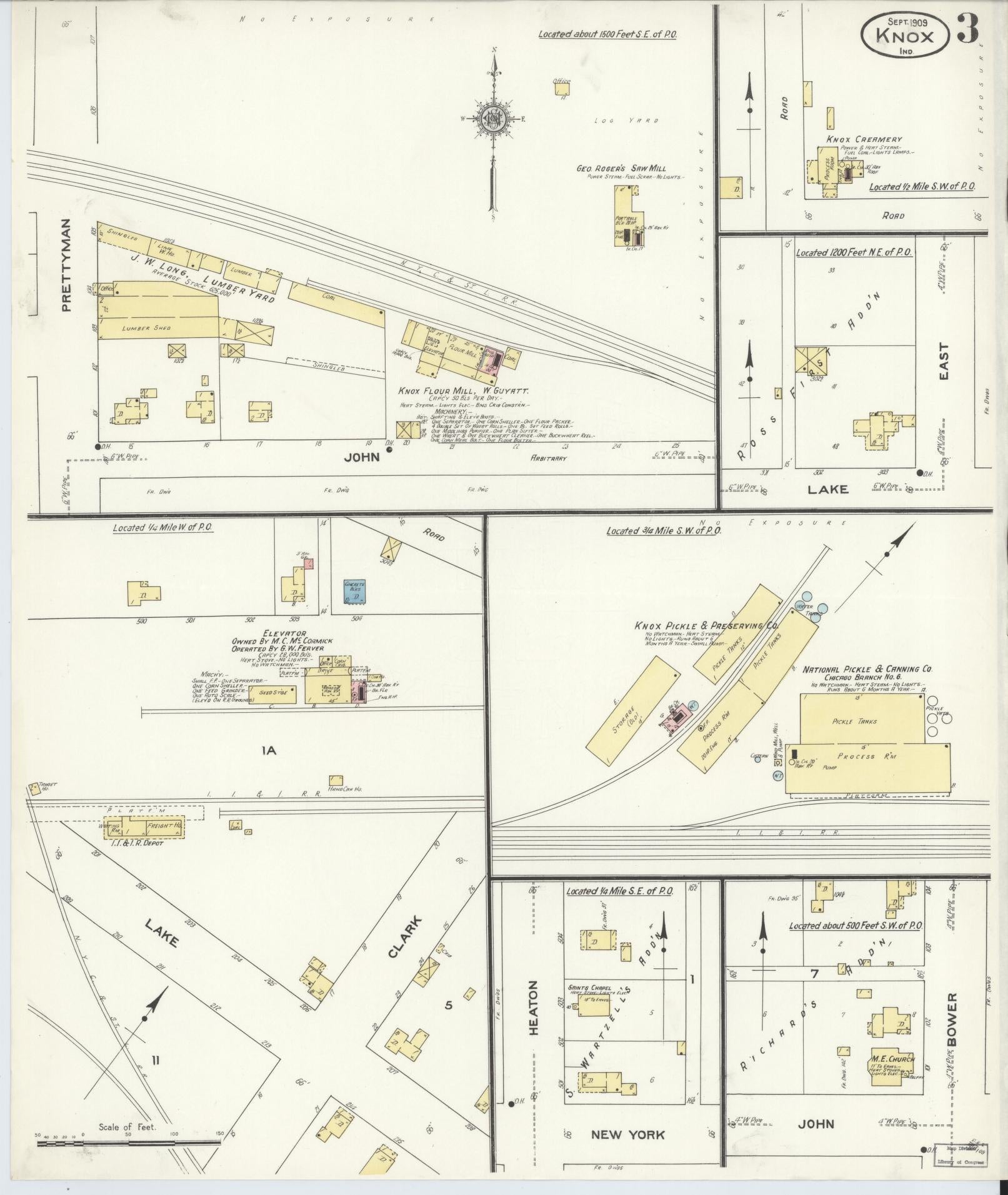 Sanborn Fire Insurance Map from Knox, Starke County, Indiana (1909), Sheet #0003 - Complete Map Set gallery image, historic Sanborn map, vintage wall art, Indiana Indiana
