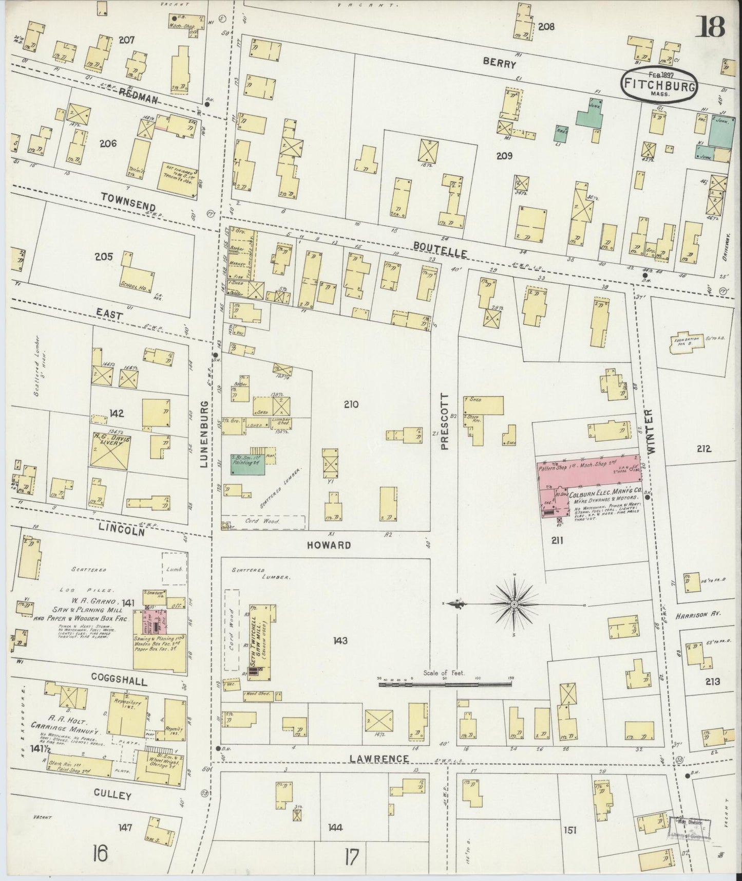 Sanborn Fire Insurance Map from Fitchburg, Worcester County, Massachusetts (1897), Sheet #0018 - Complete Map Set gallery image, historic Sanborn map, vintage wall art, Massachusetts Massachusetts