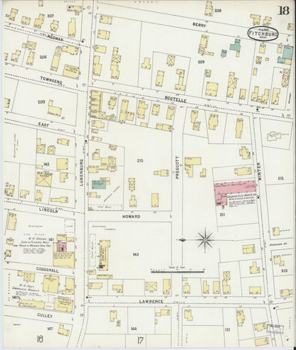 Sanborn Fire Insurance Map from Fitchburg, Worcester County, Massachusetts (1897), Sheet #0018 - Complete Map Set gallery image, historic Sanborn map, vintage wall art, Massachusetts Massachusetts