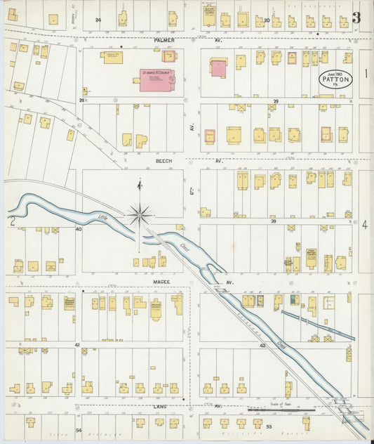 Sanborn Fire Insurance Map from Patton, Cambria County, Pennsylvania (1903), Sheet #0003 - Historic Sanborn Fire Insurance Map Print, vintage old map wall art, antique decor, genealogy gift, Pennsylvania Pennsylvania map