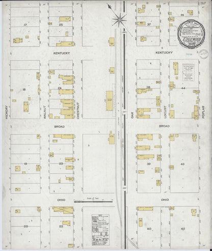 Sanborn Fire Insurance Map from Edgewood, Effingham County, Illinois (1900), Sheet #0001 - Historic Sanborn Fire Insurance Map Print, vintage old map wall art, antique decor, genealogy gift, Illinois Illinois map