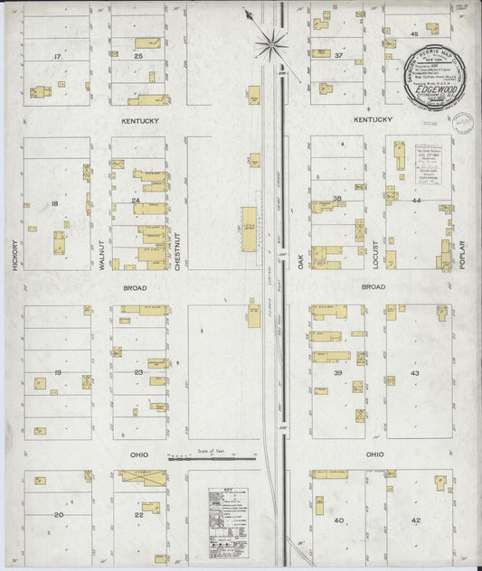 Sanborn Fire Insurance Map from Edgewood, Effingham County, Illinois (1900), Sheet #0001 - Historic Sanborn Fire Insurance Map Print, vintage old map wall art, antique decor, genealogy gift, Illinois Illinois map