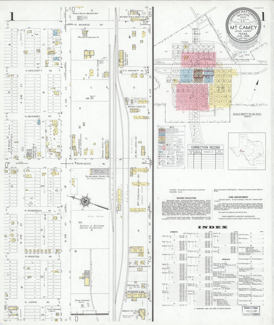 Sanborn Fire Insurance Map from McCamey, Upton County, Texas (1946), Sheet #0001 - Historic Sanborn Fire Insurance Map Print, vintage old map wall art, antique decor, genealogy gift, Texas Texas map