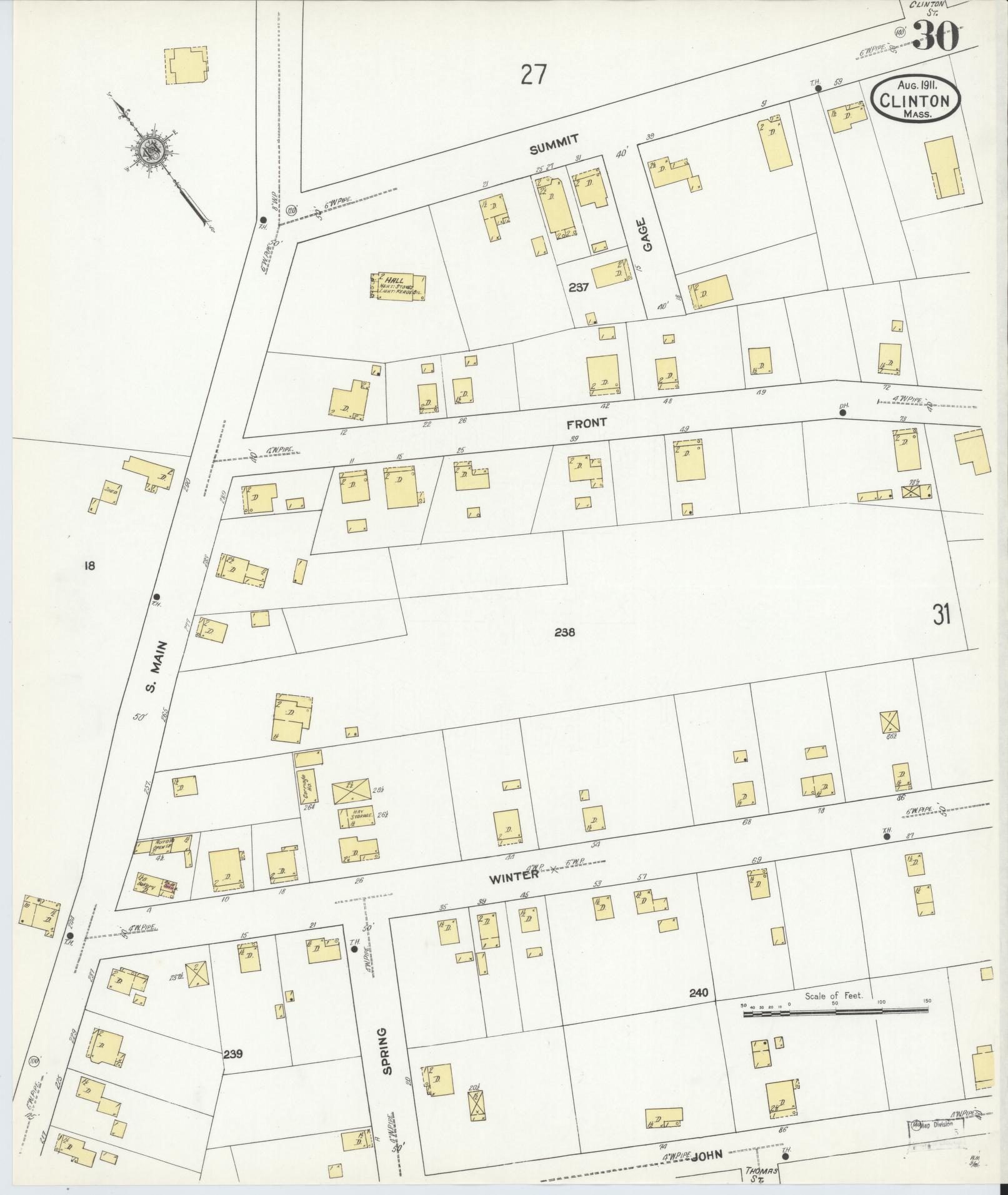 Sanborn Fire Insurance Map from Clinton, Worcester County, Massachusetts (1911), Sheet #0030 - Complete Map Set gallery image, historic Sanborn map, vintage wall art, Massachusetts Massachusetts
