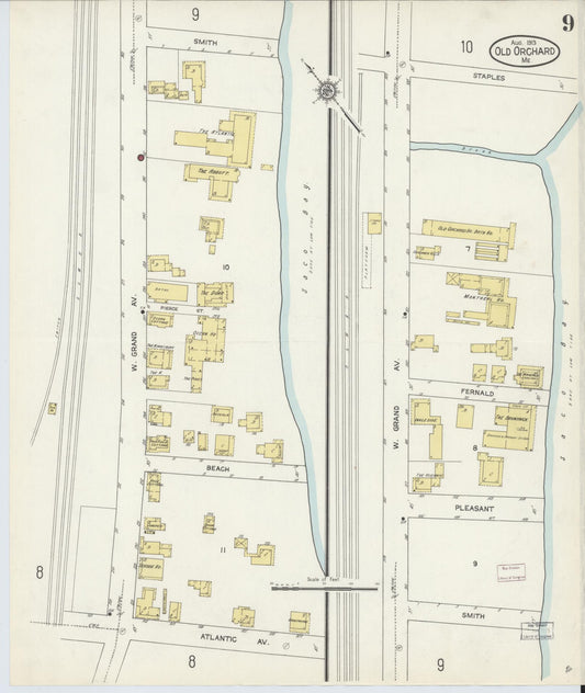 Sanborn Fire Insurance Map from Old Orchard, York County, Maine (1913), Sheet #0009 - Historic Sanborn Fire Insurance Map Print, vintage old map wall art, antique decor, genealogy gift, Maine Maine map