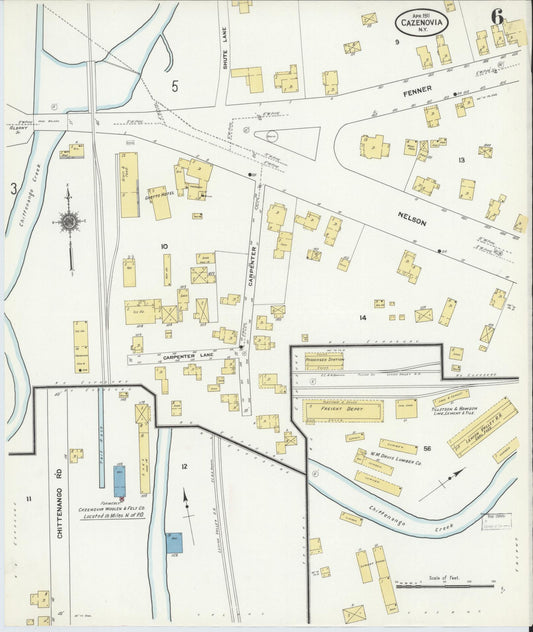 Sanborn Fire Insurance Map from Cazenovia, Madison County, New York (1911), Sheet #0006 - Historic Sanborn Fire Insurance Map Print, vintage old map wall art, antique decor, genealogy gift, New York New York map