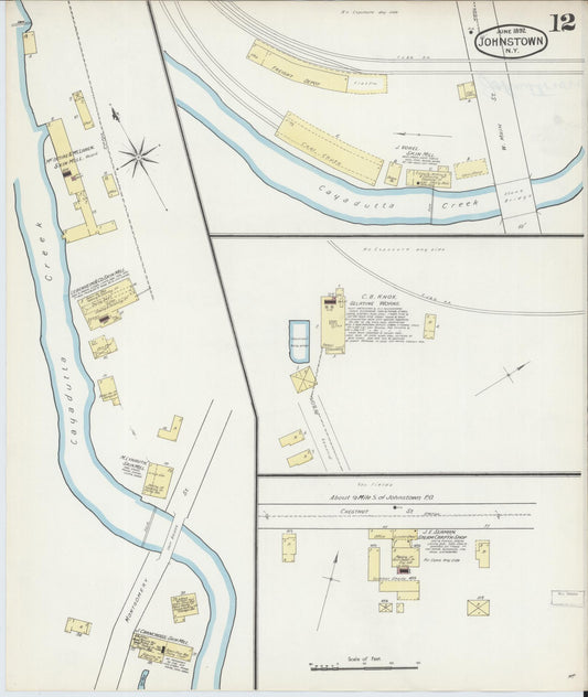 Sanborn Fire Insurance Map from Johnstown, Fulton County, New York (1892), Sheet #0012 - Historic Sanborn Fire Insurance Map Print, vintage old map wall art, antique decor, genealogy gift, New York New York map