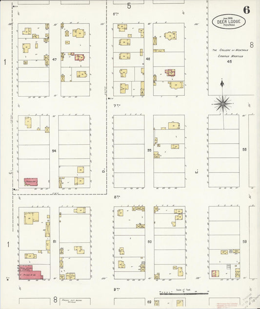 Sanborn Fire Insurance Map from Deer Lodge, Powell County, Montana (1908), Sheet #0006 - Historic Sanborn Fire Insurance Map Print, vintage old map wall art, antique decor, genealogy gift, Montana Montana map