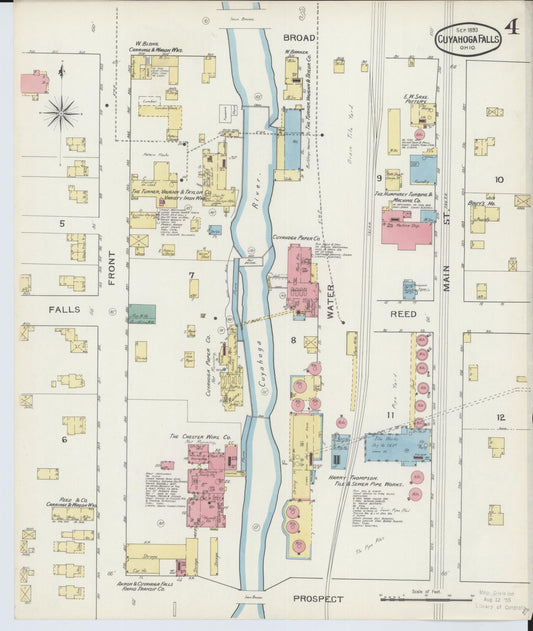 Sanborn Fire Insurance Map from Cuyahoga Falls, Summit County, Ohio (1893), Sheet #0004 - Historic Sanborn Fire Insurance Map Print, vintage old map wall art, antique decor, genealogy gift, Ohio Ohio map
