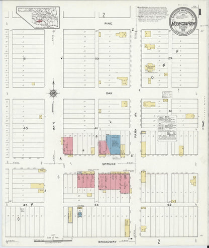 Sanborn Fire Insurance Map from Mountain Park, Kiowa County, Oklahoma (1918), Sheet #0001 - Complete Map Set gallery image, historic Sanborn map, vintage wall art, Oklahoma Oklahoma