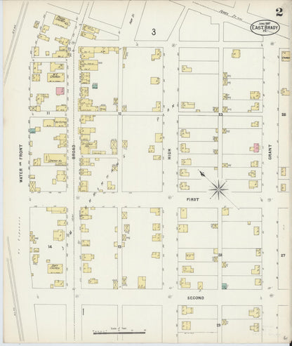 Sanborn Fire Insurance Map from East Brady, Clarion County, Pennsylvania (1897), Sheet #0002 - Historic Sanborn Fire Insurance Map Print, vintage old map wall art, antique decor, genealogy gift, Pennsylvania Pennsylvania map
