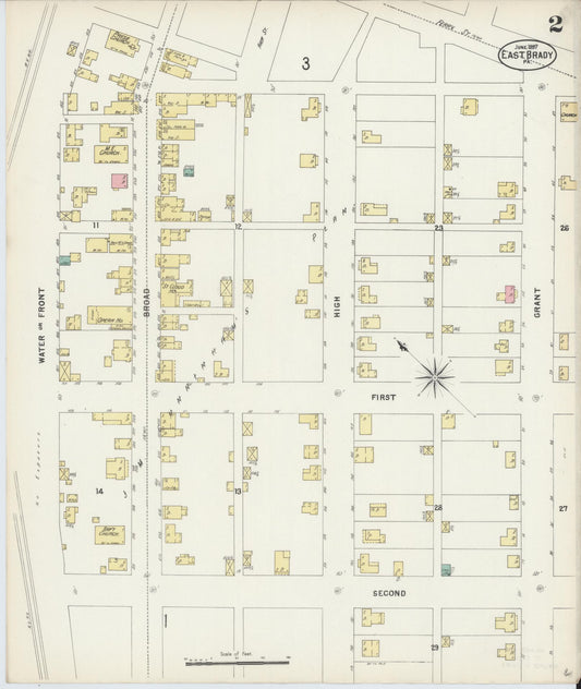 Sanborn Fire Insurance Map from East Brady, Clarion County, Pennsylvania (1897), Sheet #0002 - Historic Sanborn Fire Insurance Map Print, vintage old map wall art, antique decor, genealogy gift, Pennsylvania Pennsylvania map