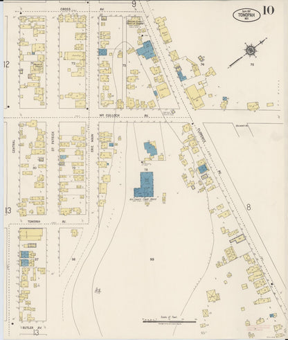 Sanborn Fire Insurance Map from Tonopah, Nye County, Nevada (1917), Sheet #0010 - Complete Map Set gallery image, historic Sanborn map, vintage wall art, Nevada Nevada