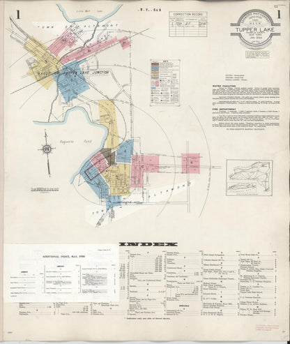 Sanborn Fire Insurance Map from Tupper Lake, Franklin County, New York (1950), Sheet #0001 - Complete Map Set gallery image, historic Sanborn map, vintage wall art, New York New York