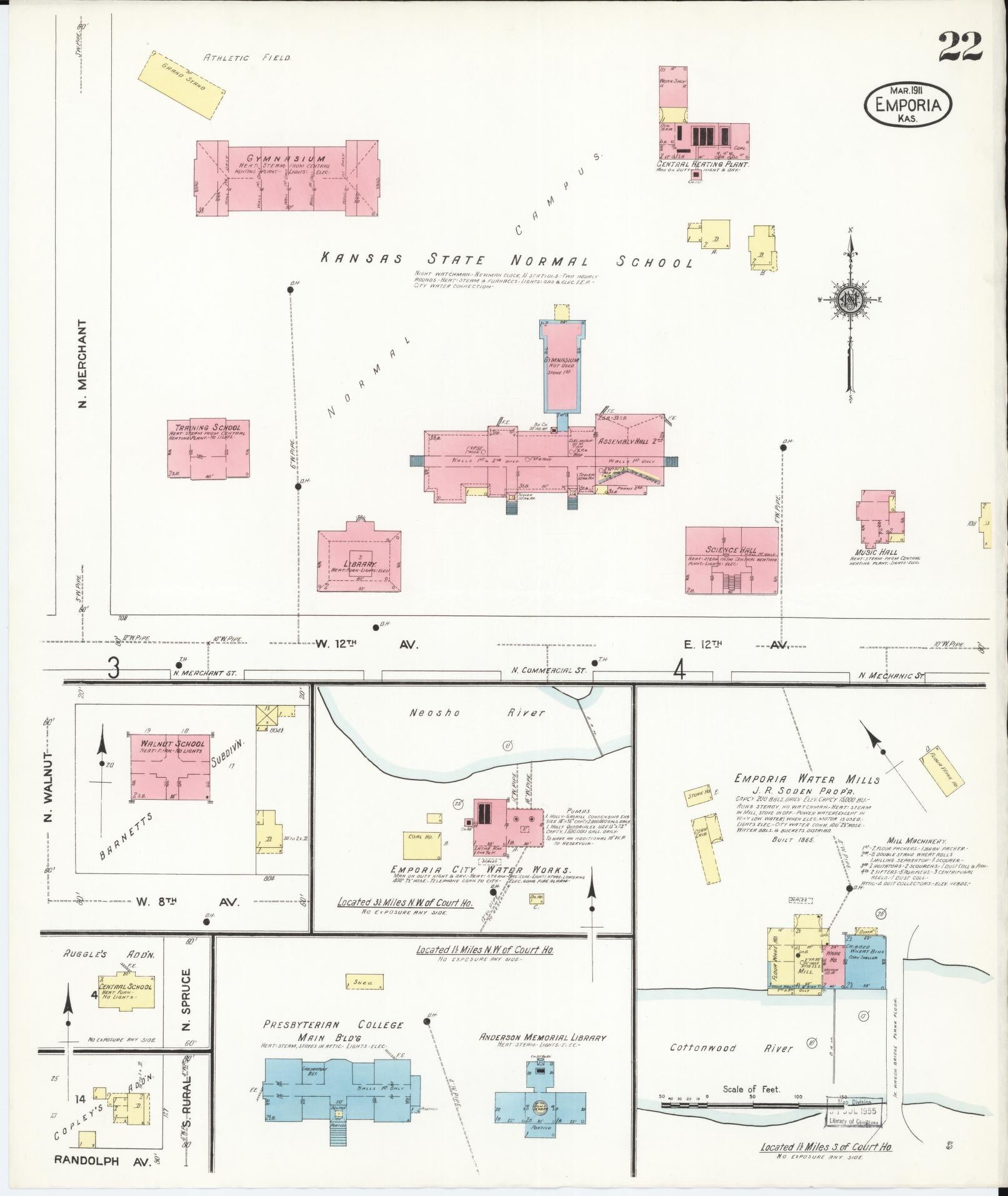 Sanborn Fire Insurance Map from Emporia, Lyon County, Kansas (1911), Sheet #0022 - Complete Map Set gallery image, historic Sanborn map, vintage wall art, Kansas Kansas