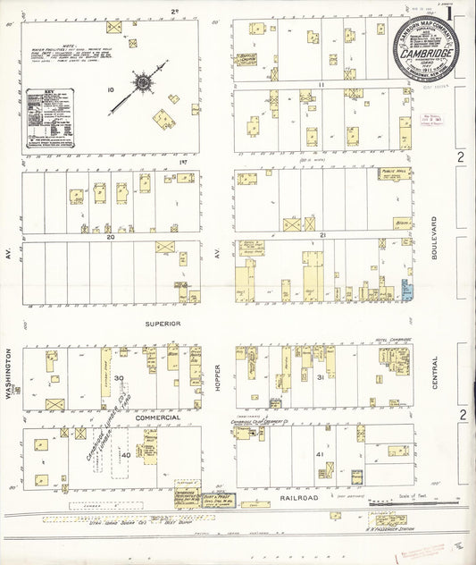 Sanborn Fire Insurance Map from Cambridge, Washington County, Idaho (1911), Sheet #0001 - Complete Map Set gallery image, historic Sanborn map, vintage wall art, Idaho Idaho