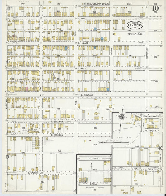 Sanborn Fire Insurance Map from Lansford, Carbon County, Pennsylvania (1915), Sheet #0010 - Historic Sanborn Fire Insurance Map Print, vintage old map wall art, antique decor, genealogy gift, Pennsylvania Pennsylvania map