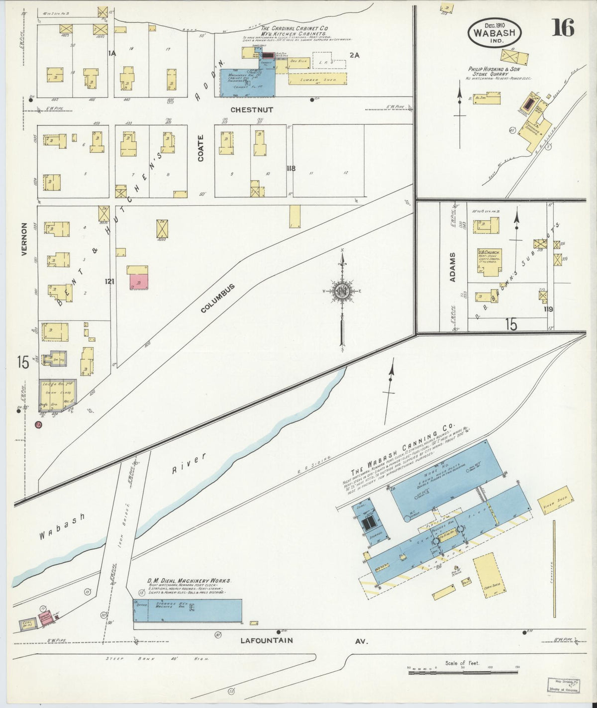 Sanborn Fire Insurance Map from Wabash, Wabash County, Indiana (1910), Sheet #0016 - Historic Sanborn Fire Insurance Map Print, vintage old map wall art, antique decor, genealogy gift, Indiana Indiana map