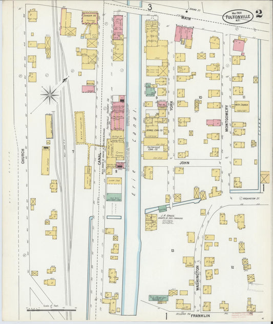 Sanborn Fire Insurance Map from Fultonville, Montgomery County, New York (1900), Sheet #0002 - Historic Sanborn Fire Insurance Map Print, vintage old map wall art, antique decor, genealogy gift, New York New York map
