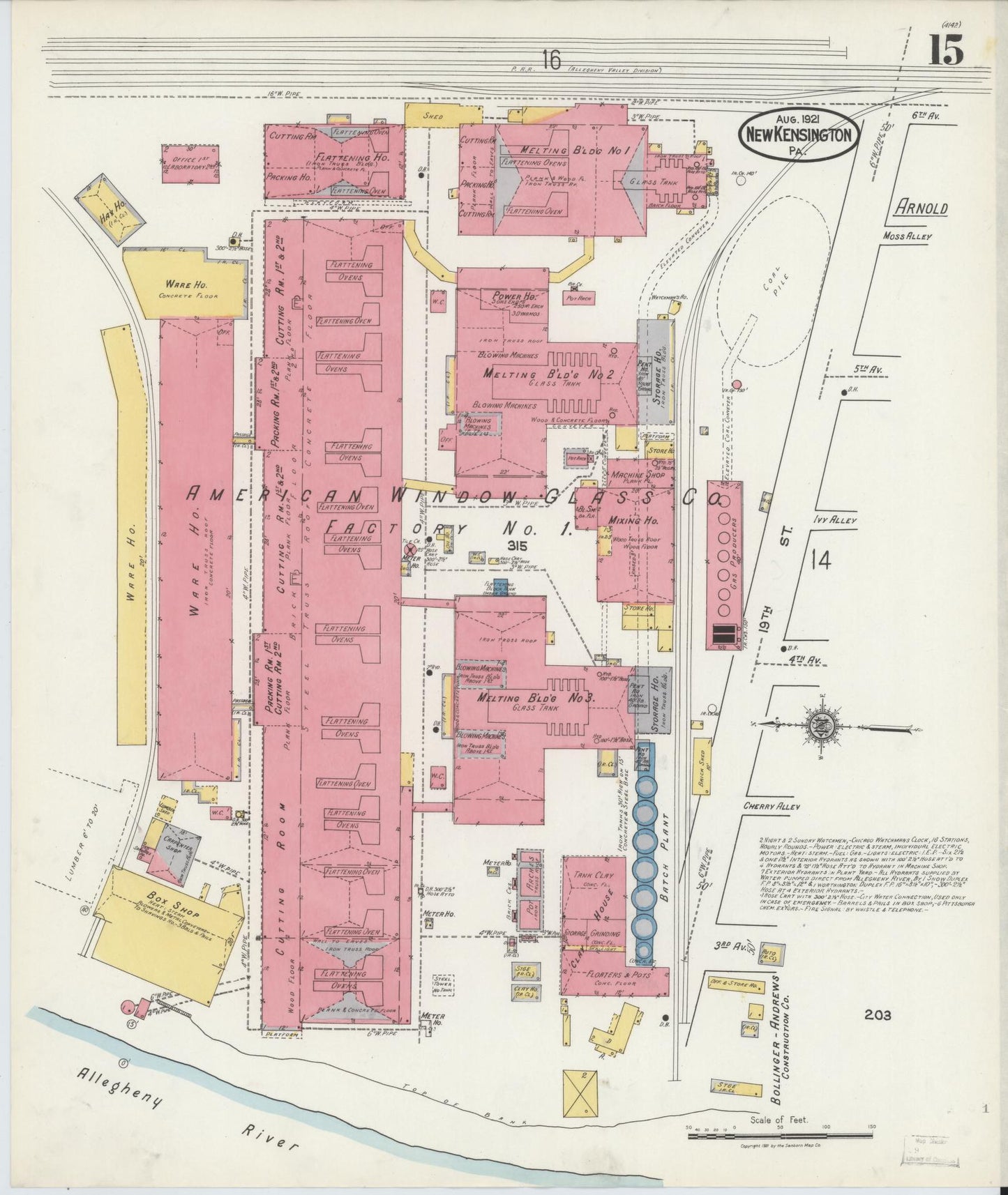 Sanborn Fire Insurance Map from New Kensington, Westmoreland County, Pennsylvania (1921), Sheet #0015 - Complete Map Set gallery image, historic Sanborn map, vintage wall art, Pennsylvania Pennsylvania