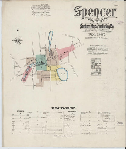Sanborn Fire Insurance Map from Spencer, Worcester County, Massachusetts (1887), Sheet #0001 - Complete Map Set gallery image, historic Sanborn map, vintage wall art, Massachusetts Massachusetts