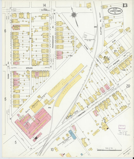 Sanborn Fire Insurance Map from Lewistown, Mifflin County, Pennsylvania (1910), Sheet #0013 - Historic Sanborn Fire Insurance Map Print, vintage old map wall art, antique decor, genealogy gift, Pennsylvania Pennsylvania map