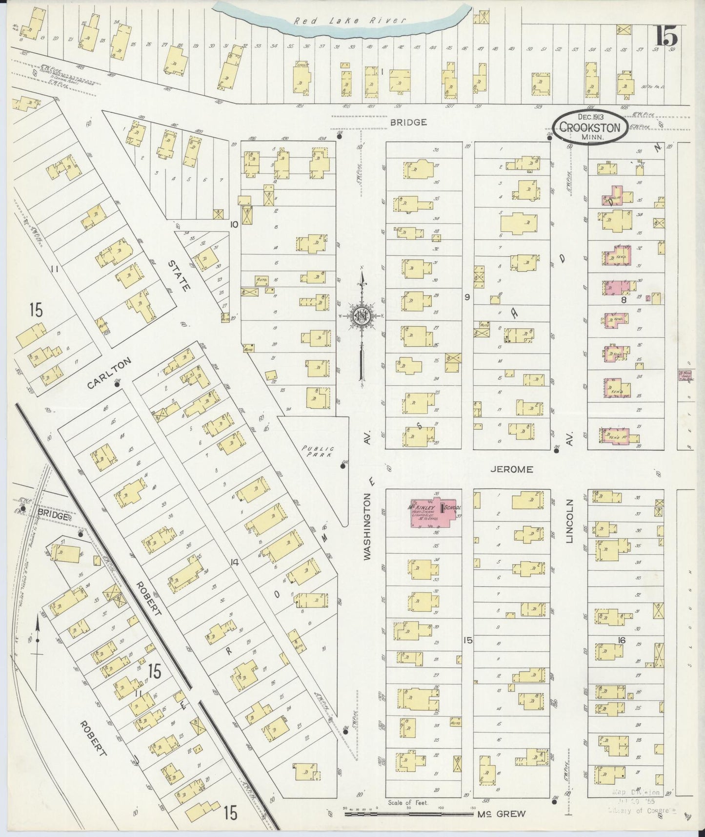Sanborn Fire Insurance Map from Crookston, Polk County, Minnesota (1913), Sheet #0015 - Historic Sanborn Fire Insurance Map Print, vintage old map wall art, antique decor, genealogy gift, Minnesota Minnesota map