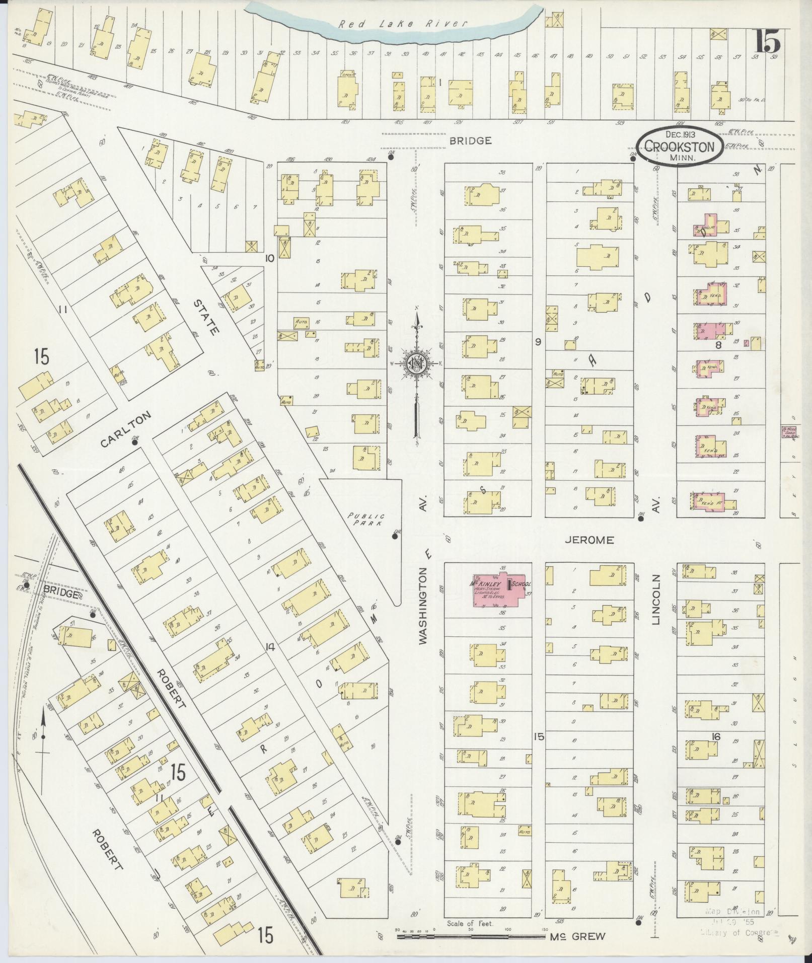 Sanborn Fire Insurance Map from Crookston, Polk County, Minnesota (1913), Sheet #0015 - Historic Sanborn Fire Insurance Map Print, vintage old map wall art, antique decor, genealogy gift, Minnesota Minnesota map