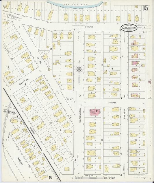 Sanborn Fire Insurance Map from Crookston, Polk County, Minnesota (1913), Sheet #0015 - Historic Sanborn Fire Insurance Map Print, vintage old map wall art, antique decor, genealogy gift, Minnesota Minnesota map
