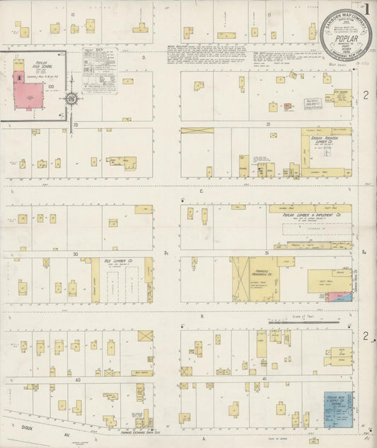 Sanborn Fire Insurance Map from Poplar, Roosevelt County, Montana (1920), Sheet #0001 - Historic Sanborn Fire Insurance Map Print, vintage old map wall art, antique decor, genealogy gift, Montana Montana map