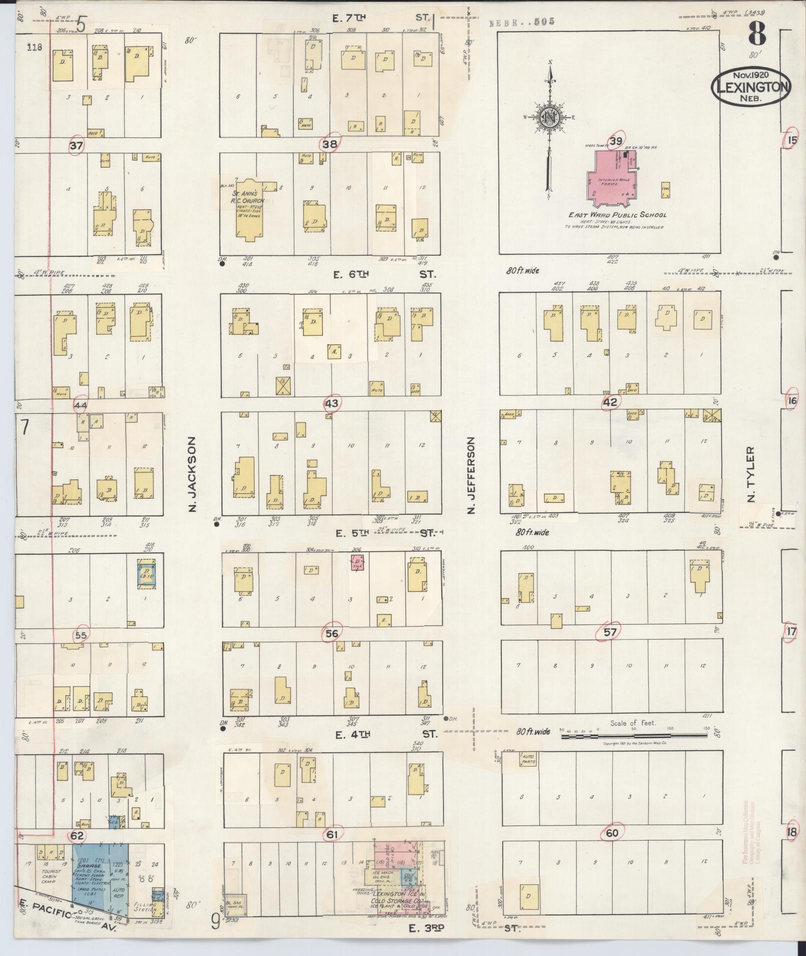 Sanborn Fire Insurance Map from Lexington, Dawson County, Nebraska (1943), Sheet #0008 - Complete Map Set gallery image, historic Sanborn map, vintage wall art, Nebraska Nebraska