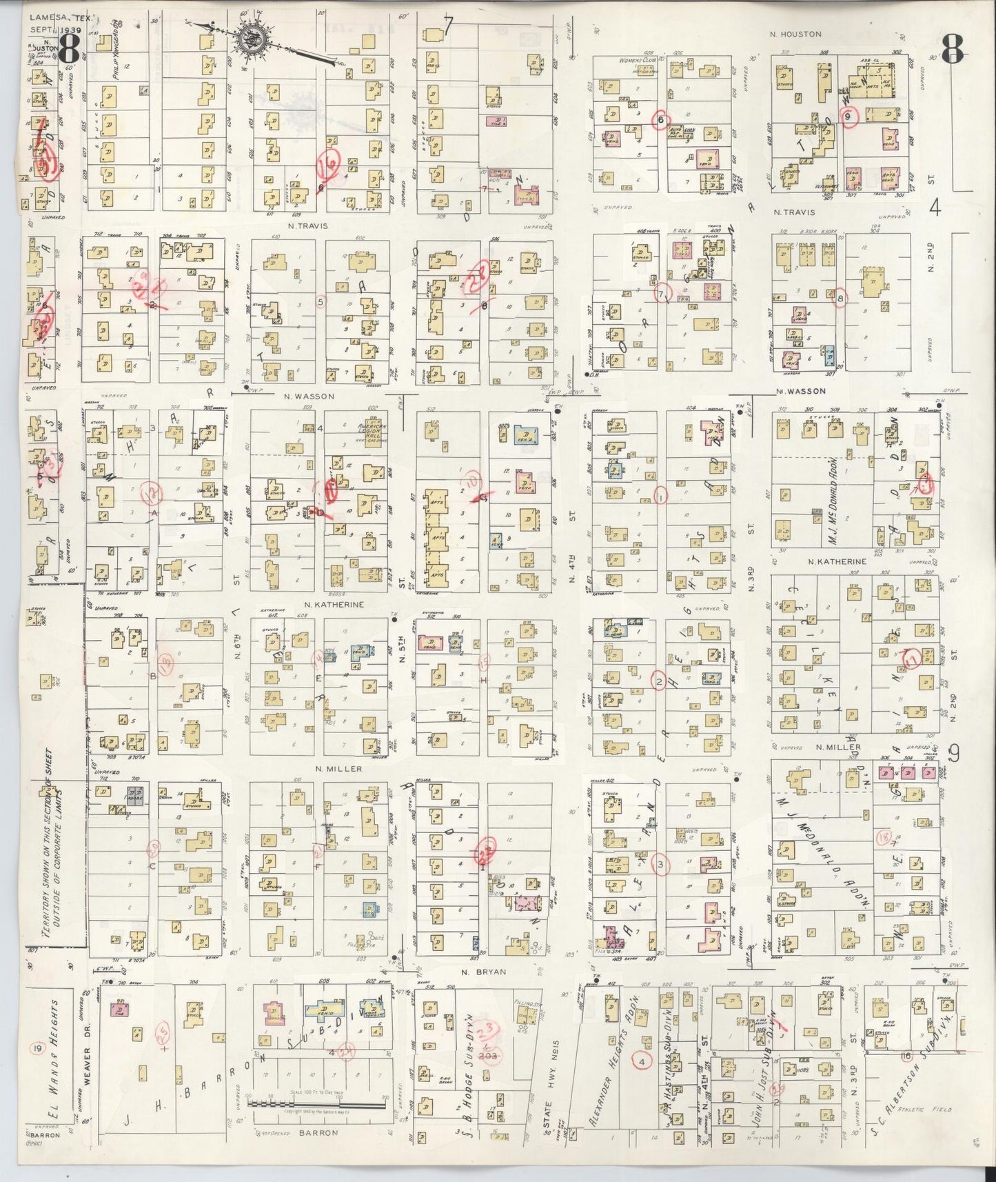 Sanborn Fire Insurance Map from Lamesa, Dawson County, Texas (1948), Sheet #0008 - Complete Map Set gallery image, historic Sanborn map, vintage wall art, Texas Texas