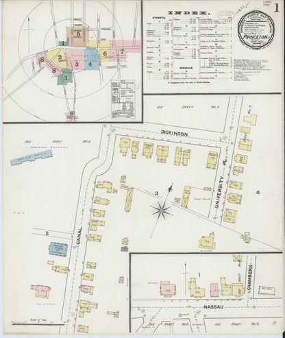 Sanborn Fire Insurance Map from Princeton, Mercer County, New Jersey (1890), Sheet #0001 - Complete Map Set gallery image, historic Sanborn map, vintage wall art, New Jersey New Jersey