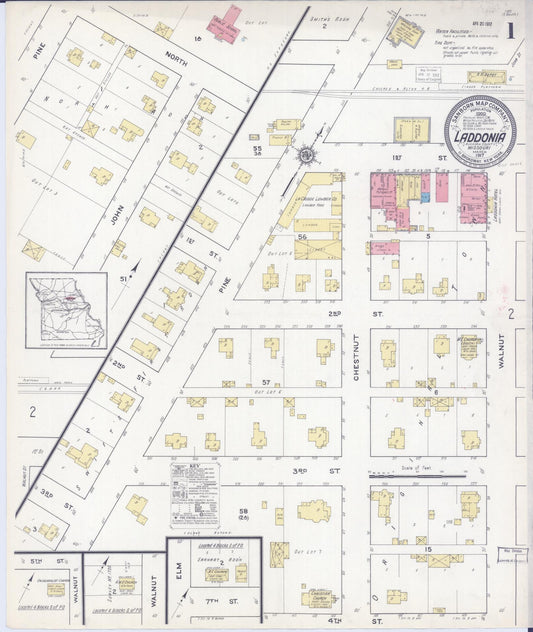 Sanborn Fire Insurance Map from Laddonia, Audrain County, Missouri. (1917) – Historic Sanborn Fire Insurance Map Print