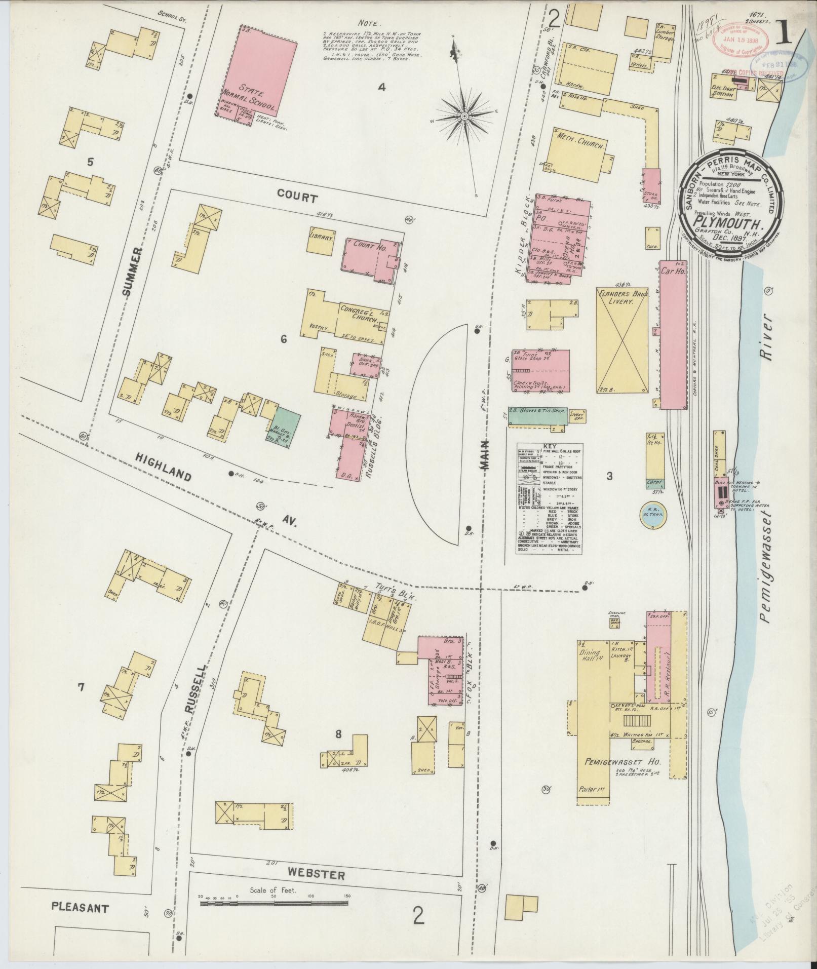 Sanborn Fire Insurance Map from Plymouth, Grafton County, New Hampshire. (1897) – Historic Sanborn Fire Insurance Map Print