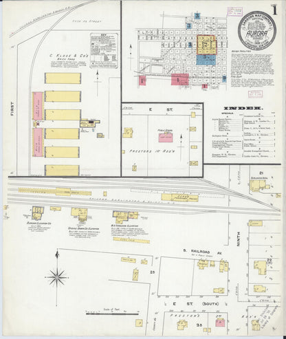 Sanborn Fire Insurance Map from Aurora, Hamilton County, Nebraska (1909), Sheet #0001 - Complete Map Set gallery image, historic Sanborn map, vintage wall art, Nebraska Nebraska