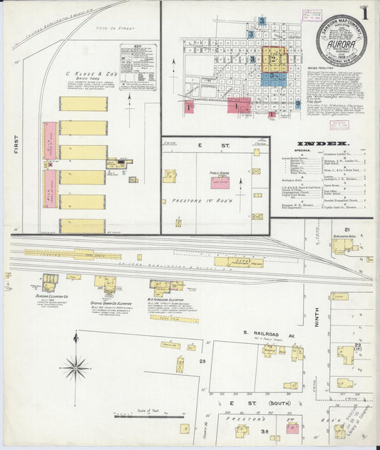 Sanborn Fire Insurance Map from Aurora, Hamilton County, Nebraska (1909), Sheet #0001 - Complete Map Set gallery image, historic Sanborn map, vintage wall art, Nebraska Nebraska