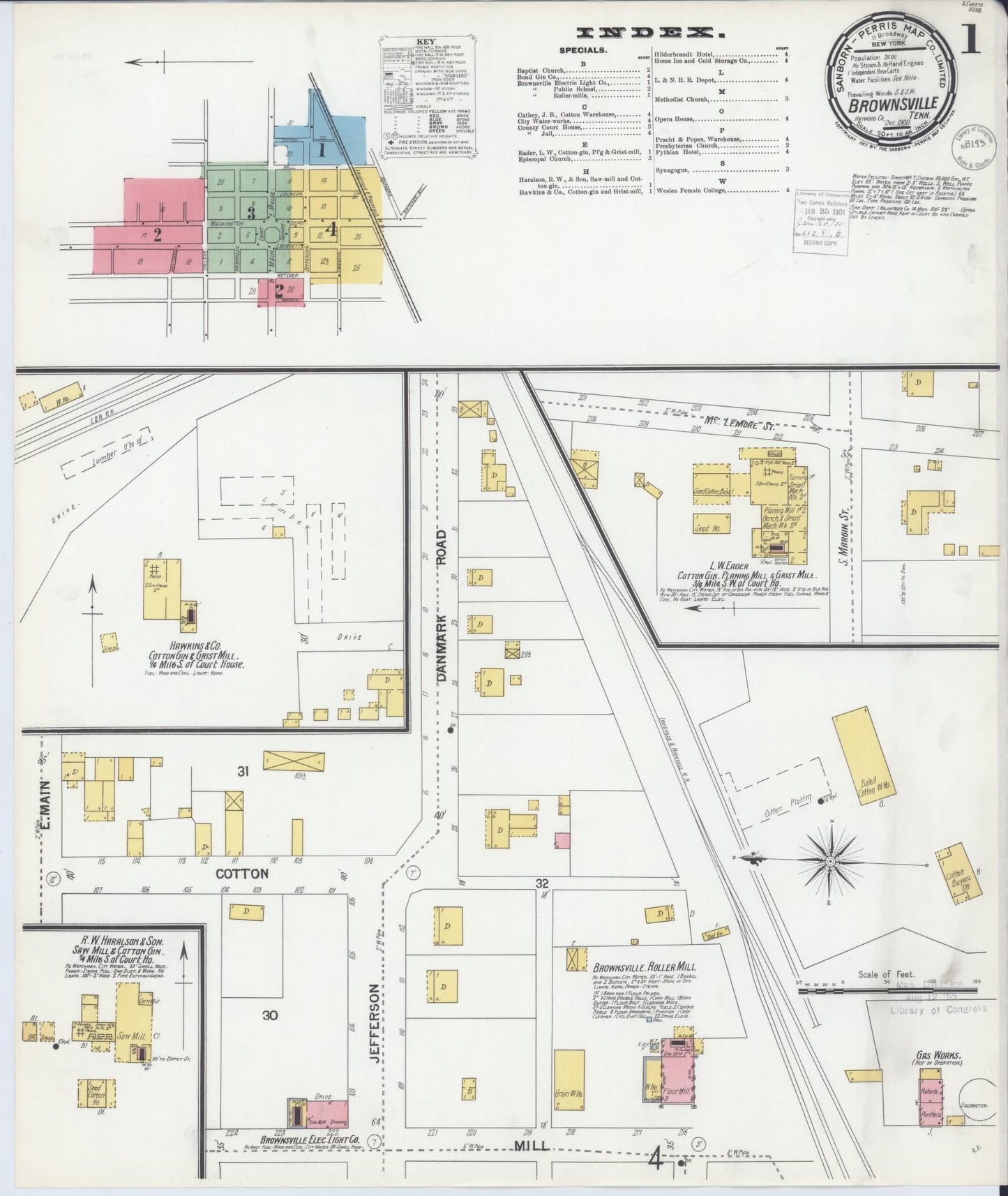 Sanborn Fire Insurance Map from Brownsville, Haywood County, Tennessee. (1900) – Historic Sanborn Fire Insurance Map Print
