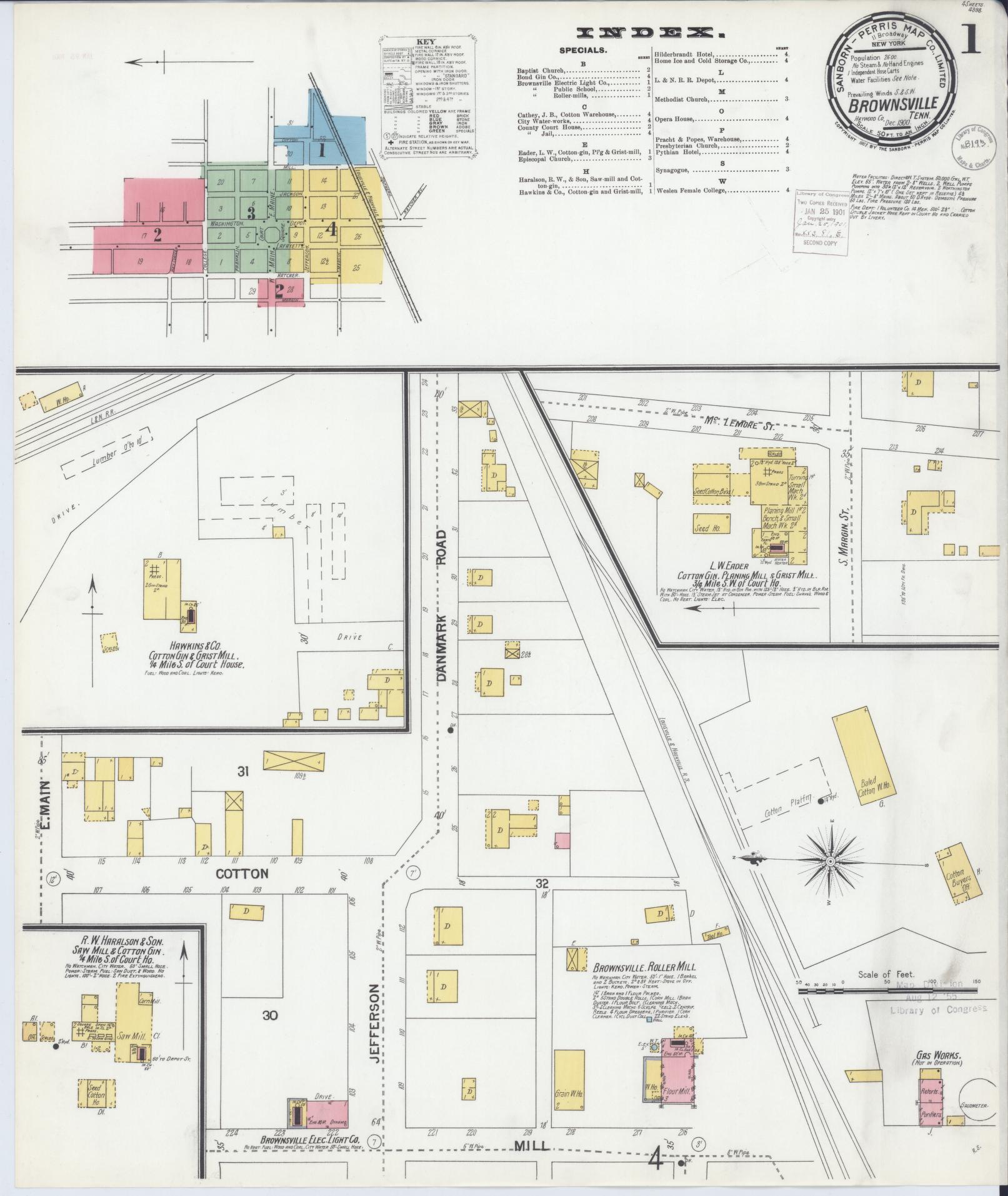 Sanborn Fire Insurance Map from Brownsville, Haywood County, Tennessee. (1900) – Historic Sanborn Fire Insurance Map Print