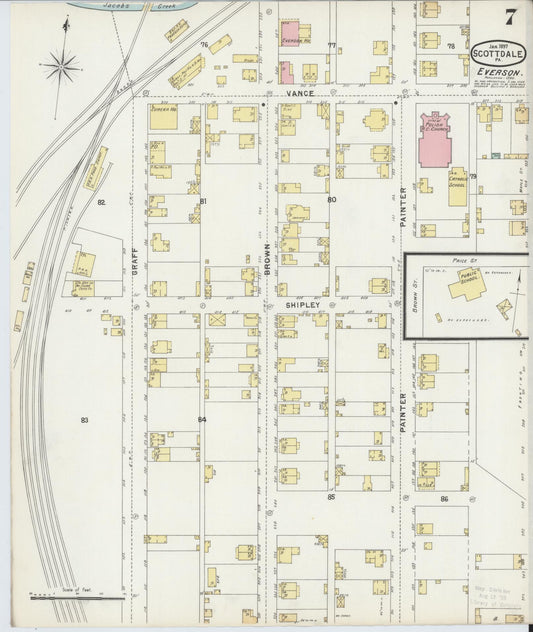 Sanborn Fire Insurance Map from Scottdale, Westmoreland County, Pennsylvania (1897), Sheet #0007 - Historic Sanborn Fire Insurance Map Print, vintage old map wall art, antique decor, genealogy gift, Pennsylvania Pennsylvania map