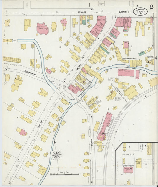 Sanborn Fire Insurance Map from Troy, Bradford County, Pennsylvania (1903), Sheet #0002 - Historic Sanborn Fire Insurance Map Print, vintage old map wall art, antique decor, genealogy gift, Pennsylvania Pennsylvania map