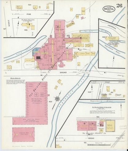 Sanborn Fire Insurance Map from Bristol, Hartford County, Connecticut (1916), Sheet #0026 - Complete Map Set gallery image, historic Sanborn map, vintage wall art, Connecticut Connecticut