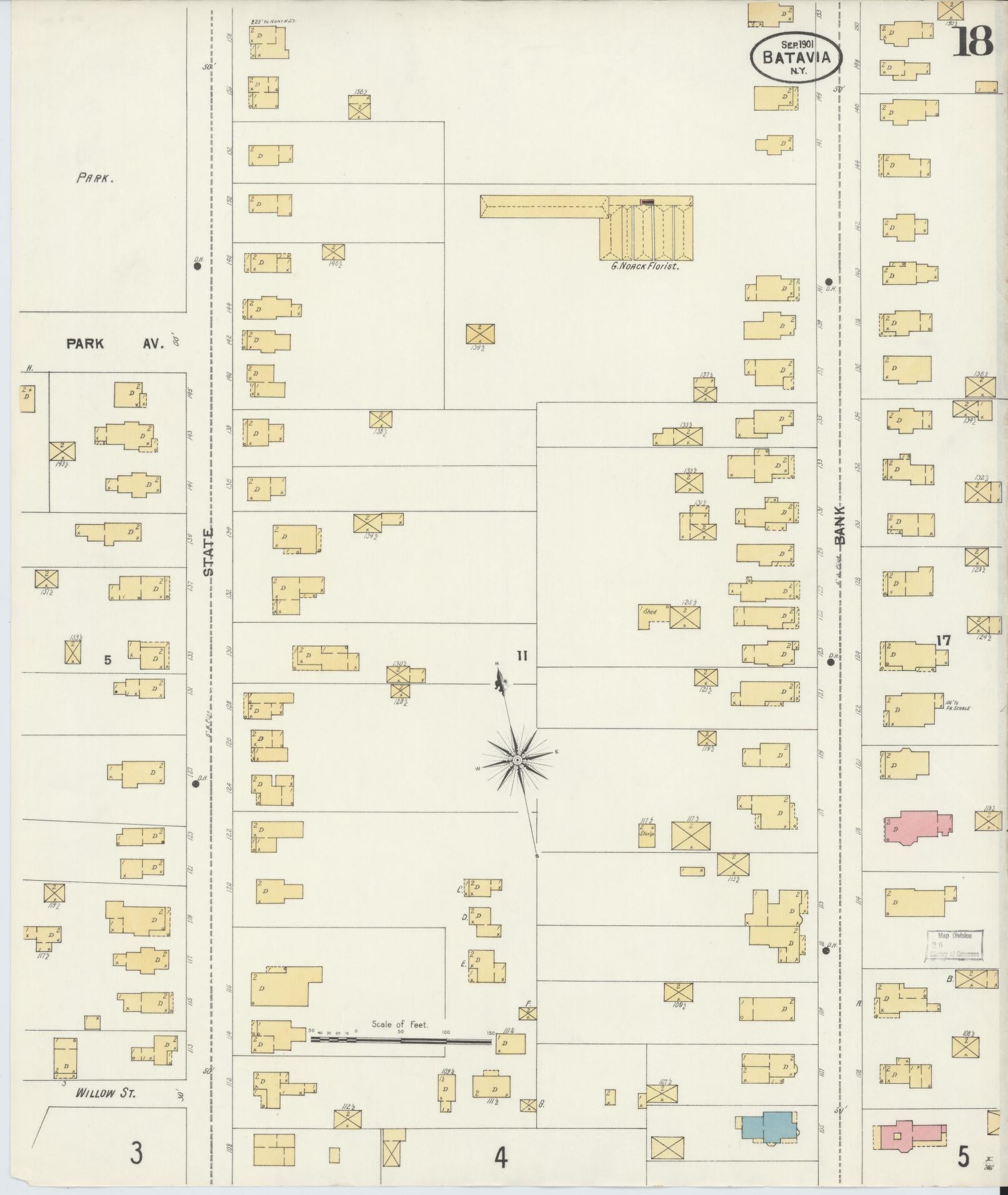 Sanborn Fire Insurance Map from Batavia, Genesee County, New York (1901), Sheet #0018 - Complete Map Set gallery image, historic Sanborn map, vintage wall art, New York New York