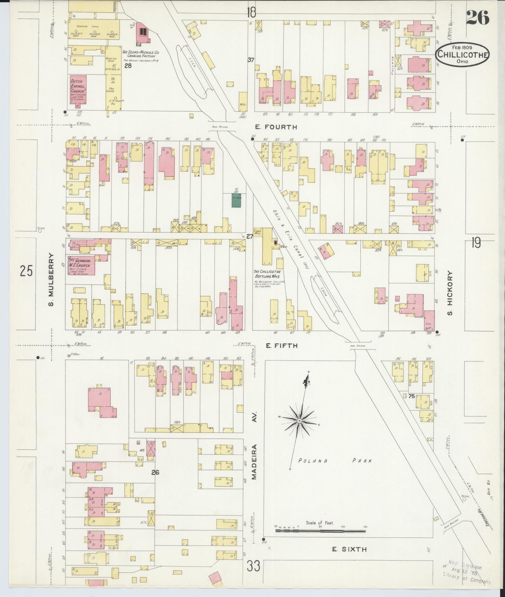 Sanborn Fire Insurance Map from Chillicothe, Ross County, Ohio (1909), Sheet #0026 - Historic Sanborn Fire Insurance Map Print, vintage old map wall art, antique decor, genealogy gift, Ohio Ohio map