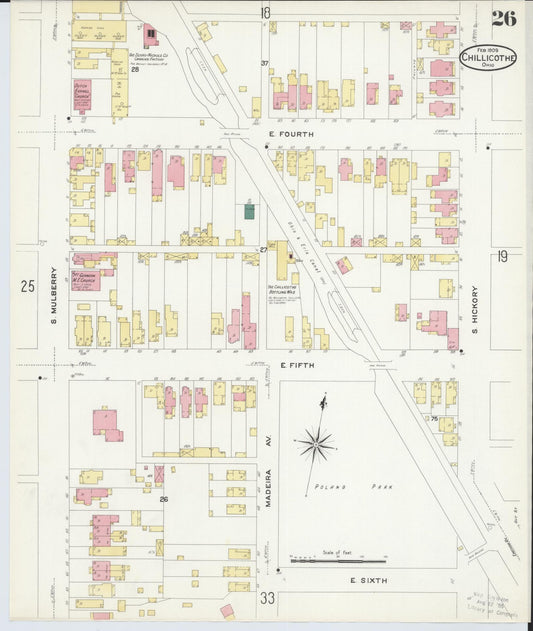 Sanborn Fire Insurance Map from Chillicothe, Ross County, Ohio (1909), Sheet #0026 - Historic Sanborn Fire Insurance Map Print, vintage old map wall art, antique decor, genealogy gift, Ohio Ohio map