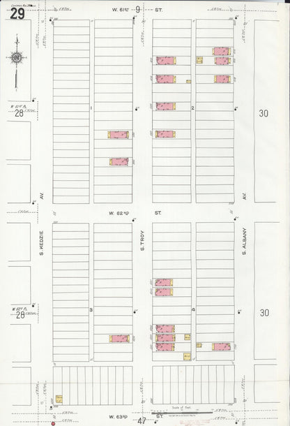 Sanborn Fire Insurance Map from Chicago, Cook County, Illinois (1920), Sheet #0029 - Historic Sanborn Fire Insurance Map Print, vintage old map wall art, antique decor, genealogy gift, Illinois Illinois map